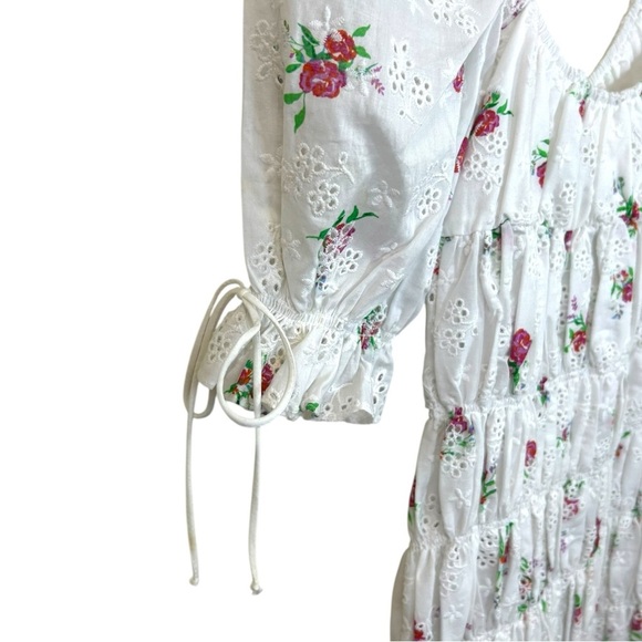 For Love & Lemons - Women’s ‘Tarte’ Eyelet Smocked Mini Dress - White, Small - Picture 16 of 16